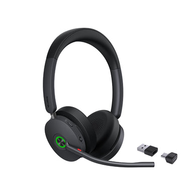 Yealink Wireless BH74 UC Stereo Bluetooth ANC Headset, BT51 Dongle, Black, C to A Adapter