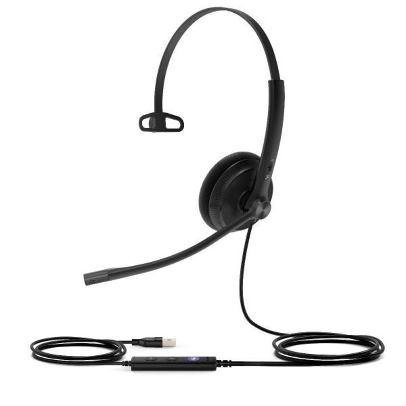 Yealink Wired UH34 Microsoft Mono Headset, Noise Cancelling Mic, Leather Cushion, USB-A