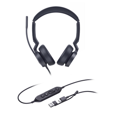 Yealink Wired UH46 UC Stereo Headset,Noise Cancelling Mic, USB C Native, C to A Adapter